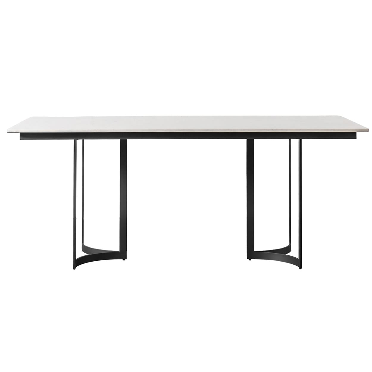 Everton White Marble and Black Dining Table by Gallery