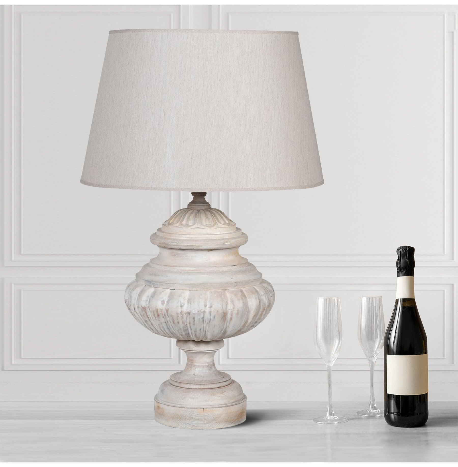 Classic Whitewashed Table Lamp