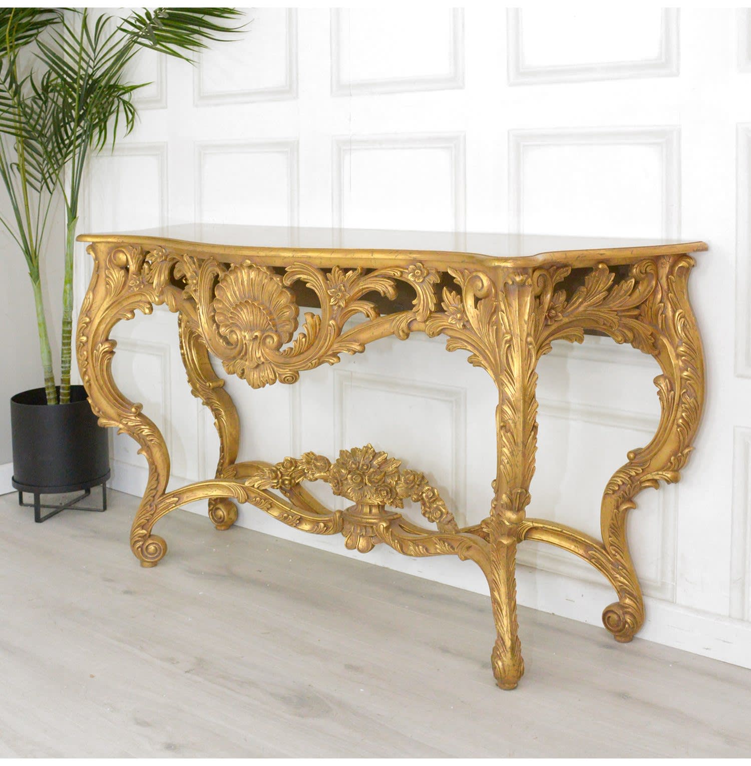 Large Gold Ornate Console Table