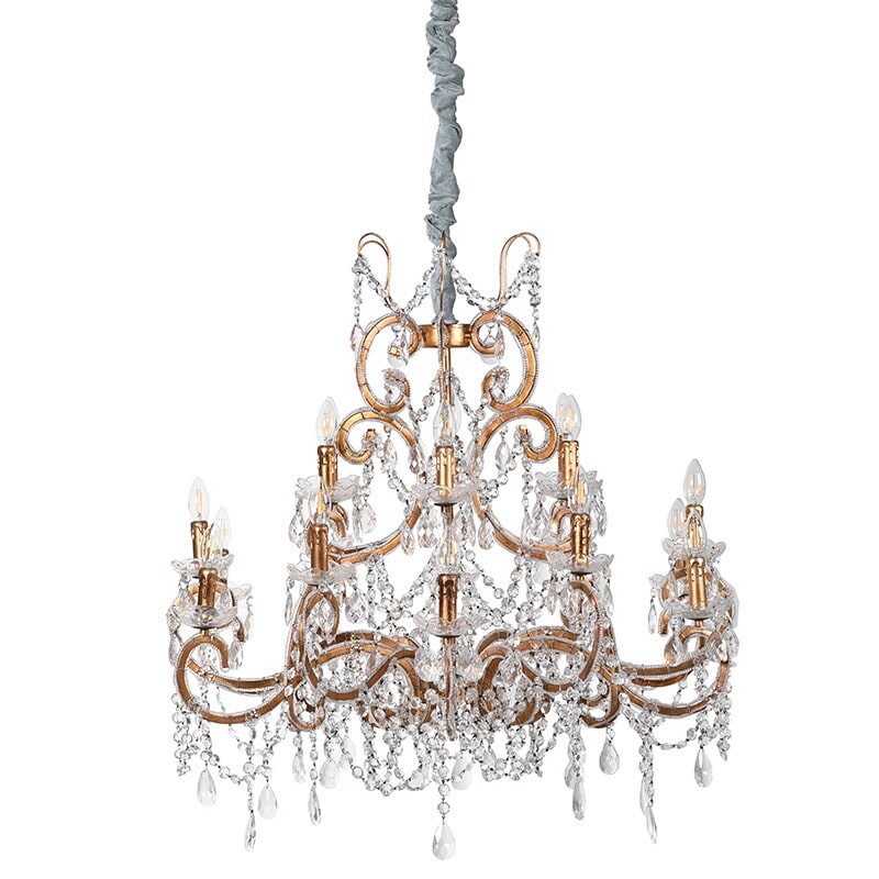 Large Glamour Gold Gilt French Chandelier