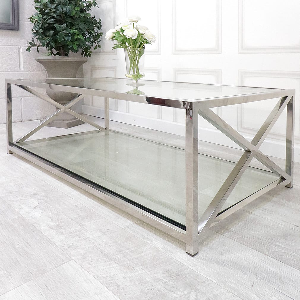 Sloane Chrome and Glass Coffee Table