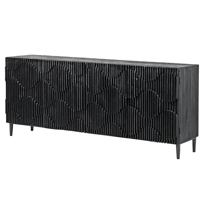 Textured Large Black Sideboard