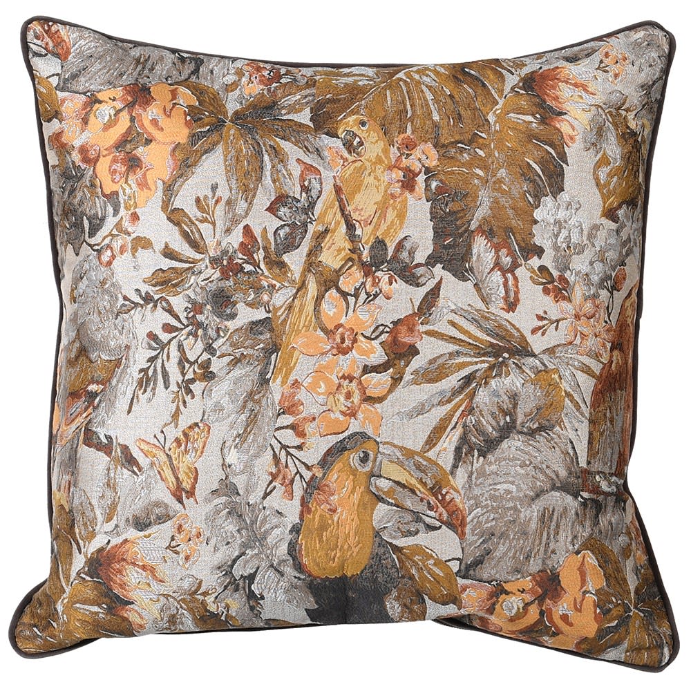 Golden Haze Exotic Birds Cushion