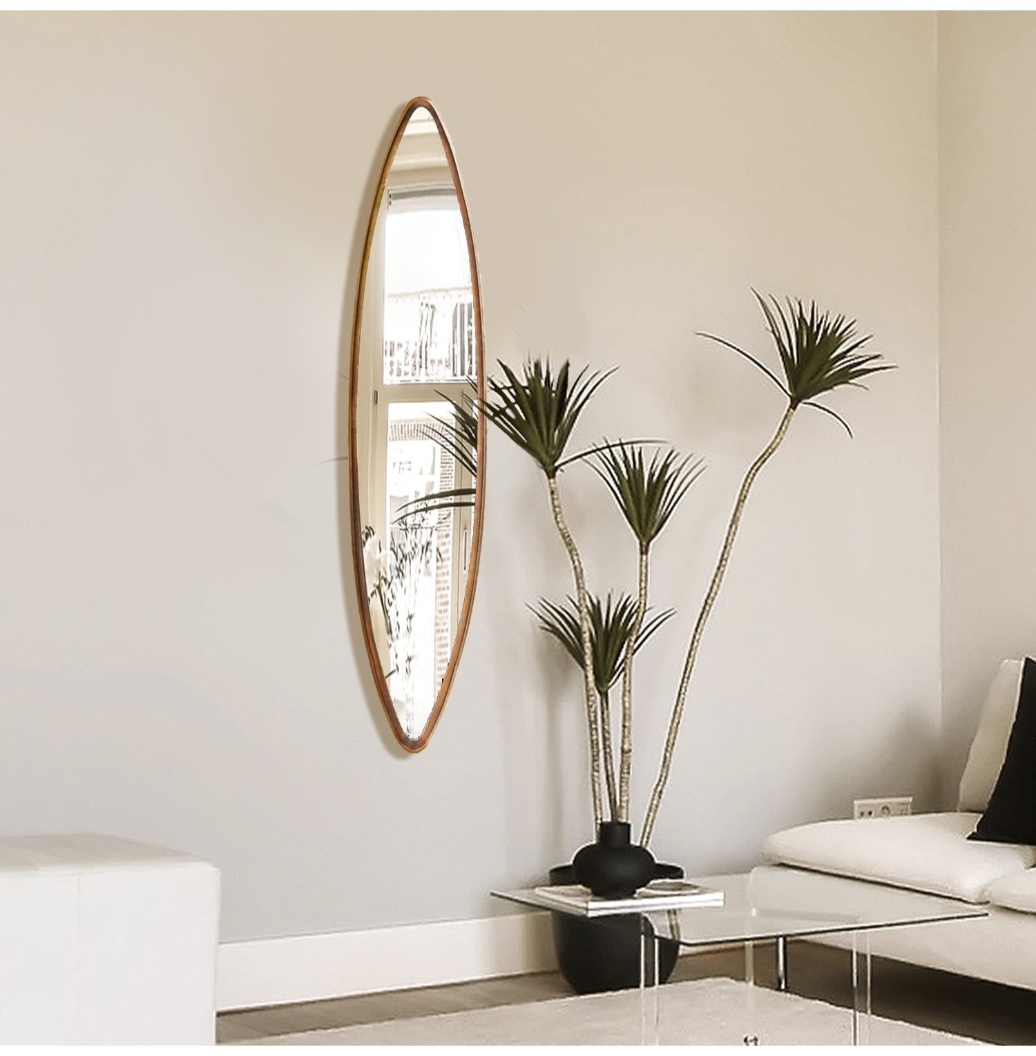 Golden Elipse Tall Wall Mirror