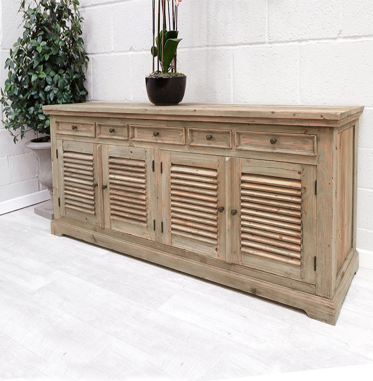 French Style Reclaimed Louvred Sideboard