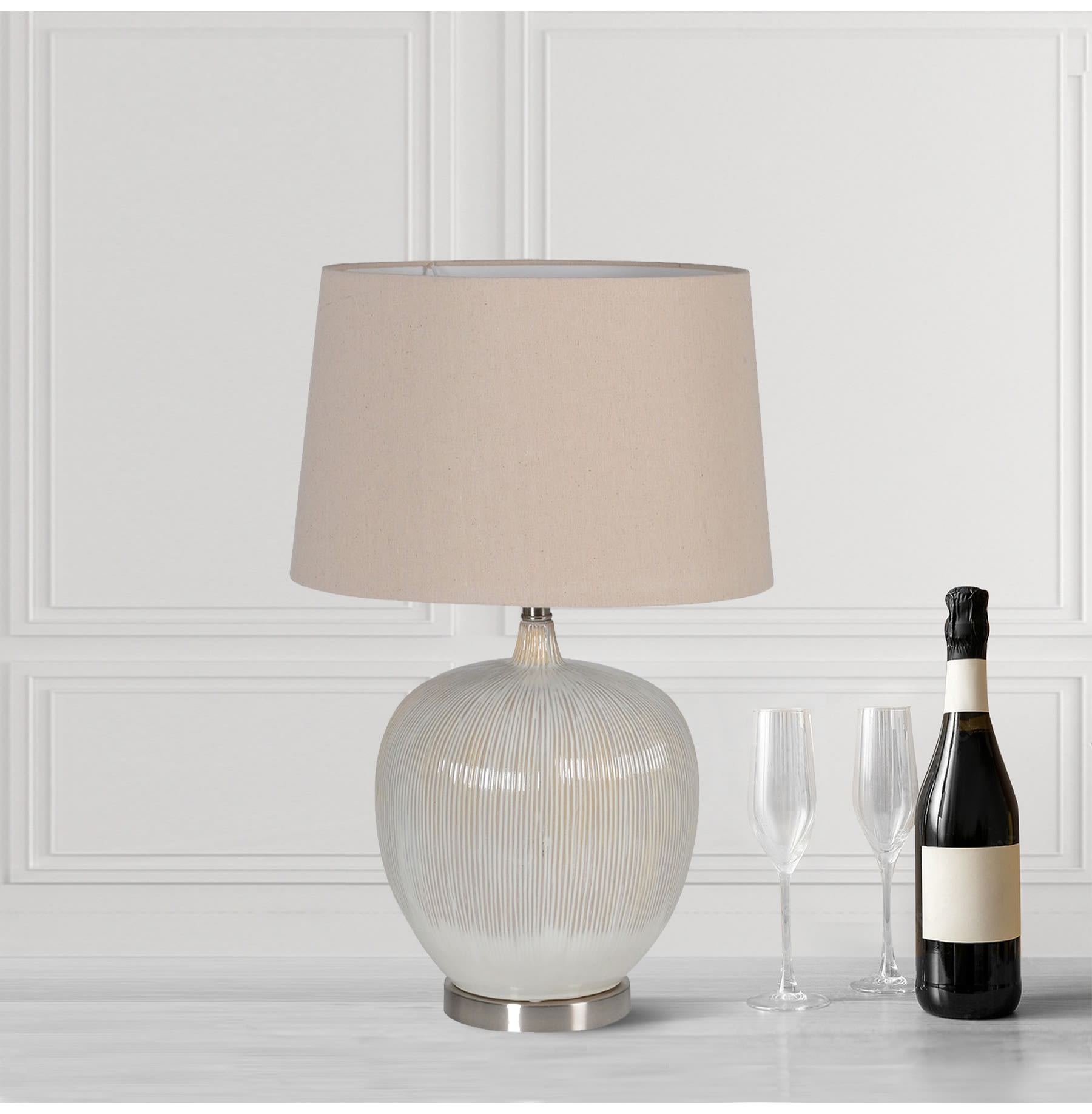 Beige Pleated Table Lamp