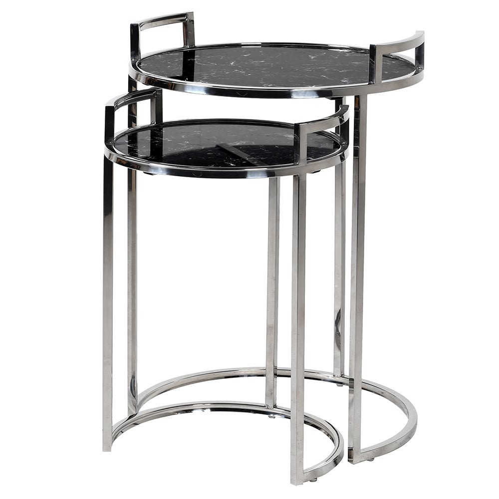 Pair of Black Marble Side Tables