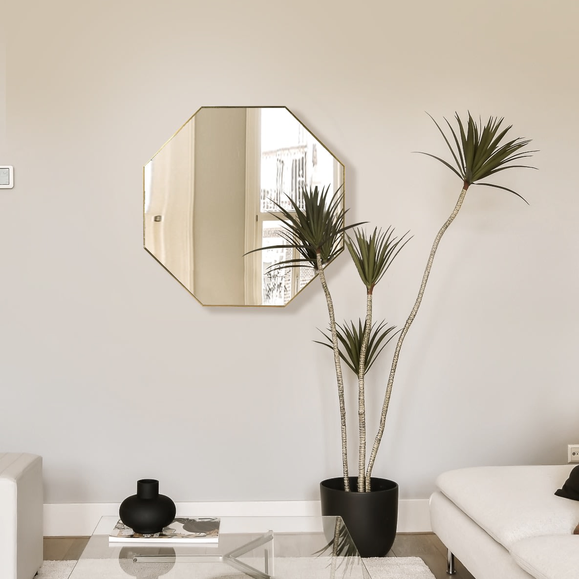 Hexagonal Golden Iron Wall Mirror