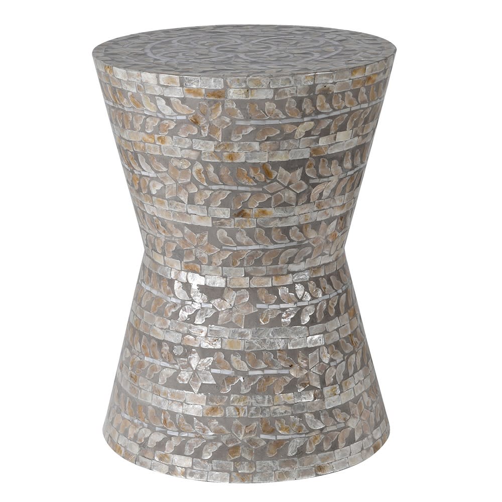 Grey Capiz Stone Stool