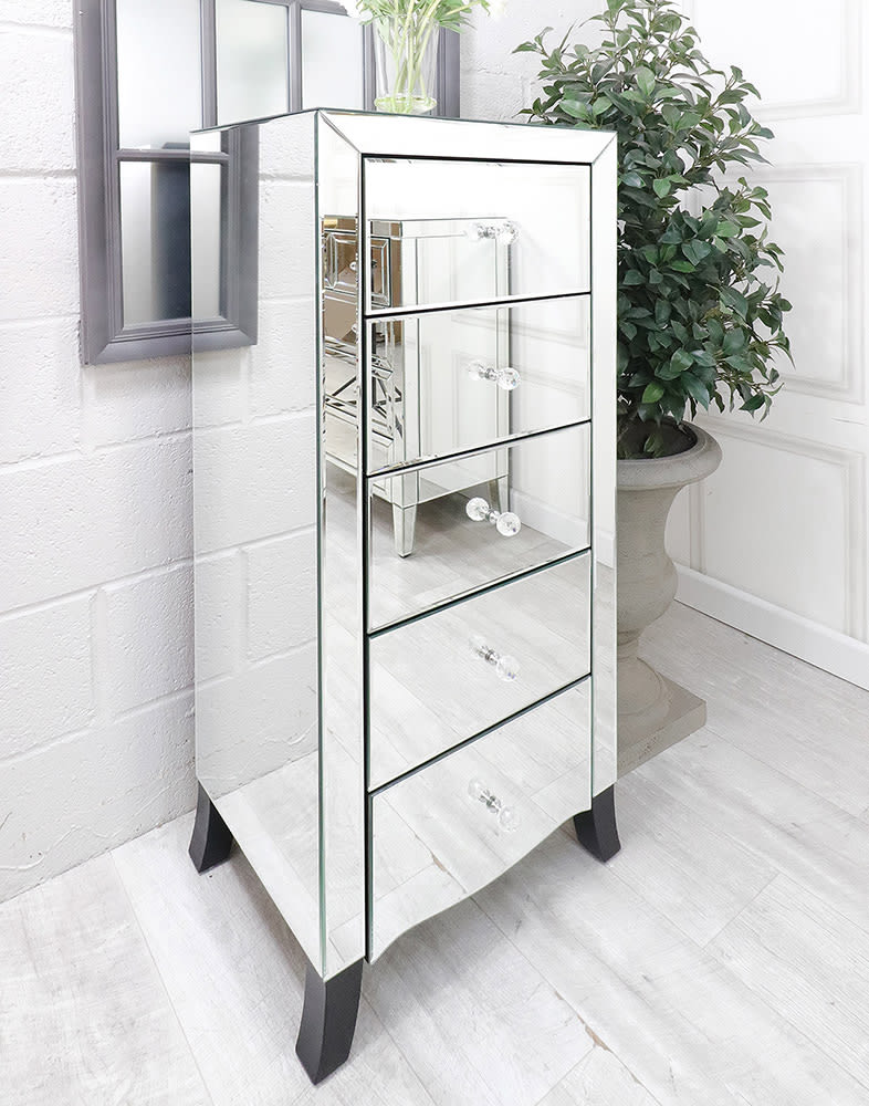 Georgia 5 Drawer Mirrored Narrow Chest