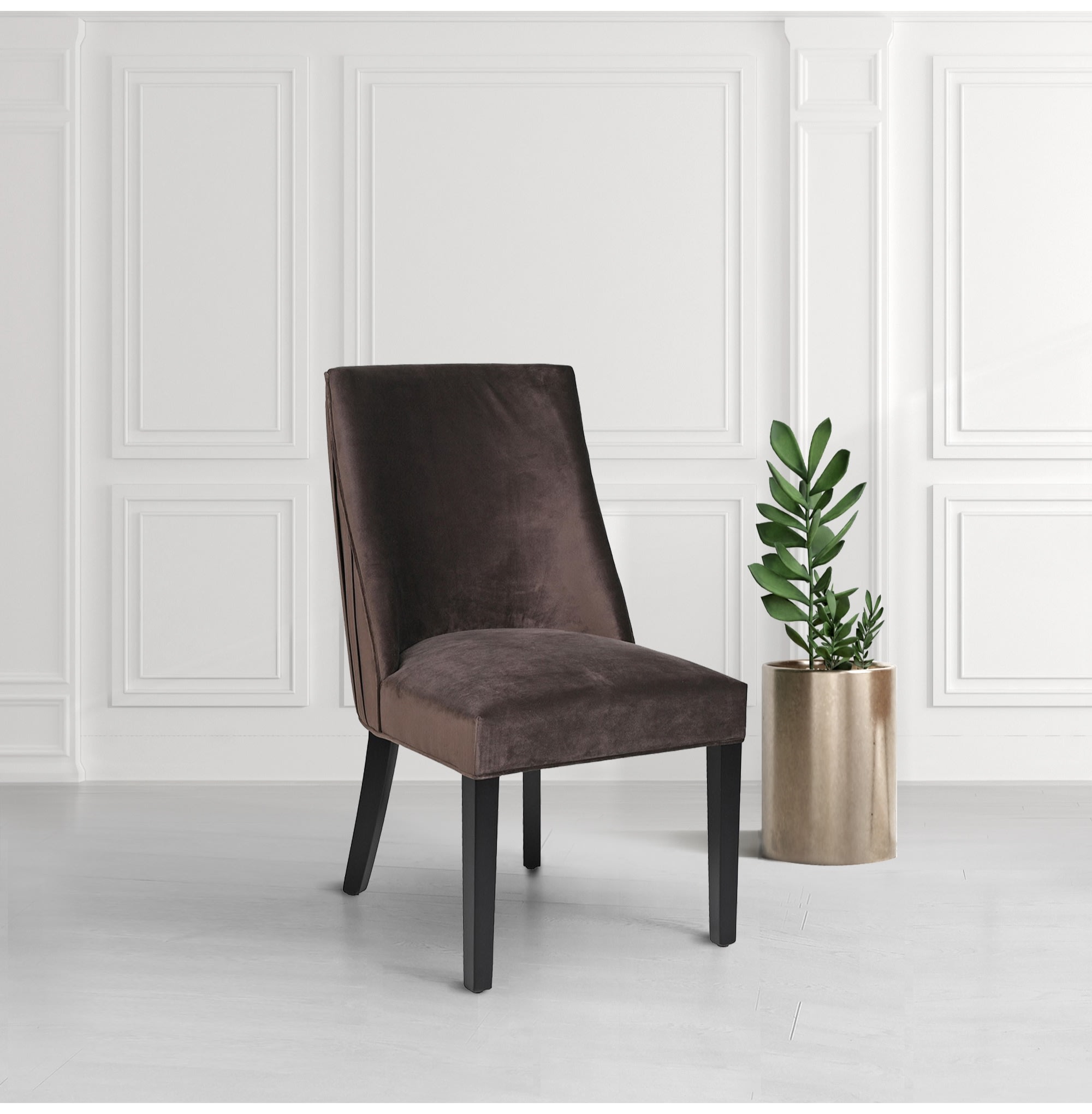 Chocolate Ribbed Back Dining Chair