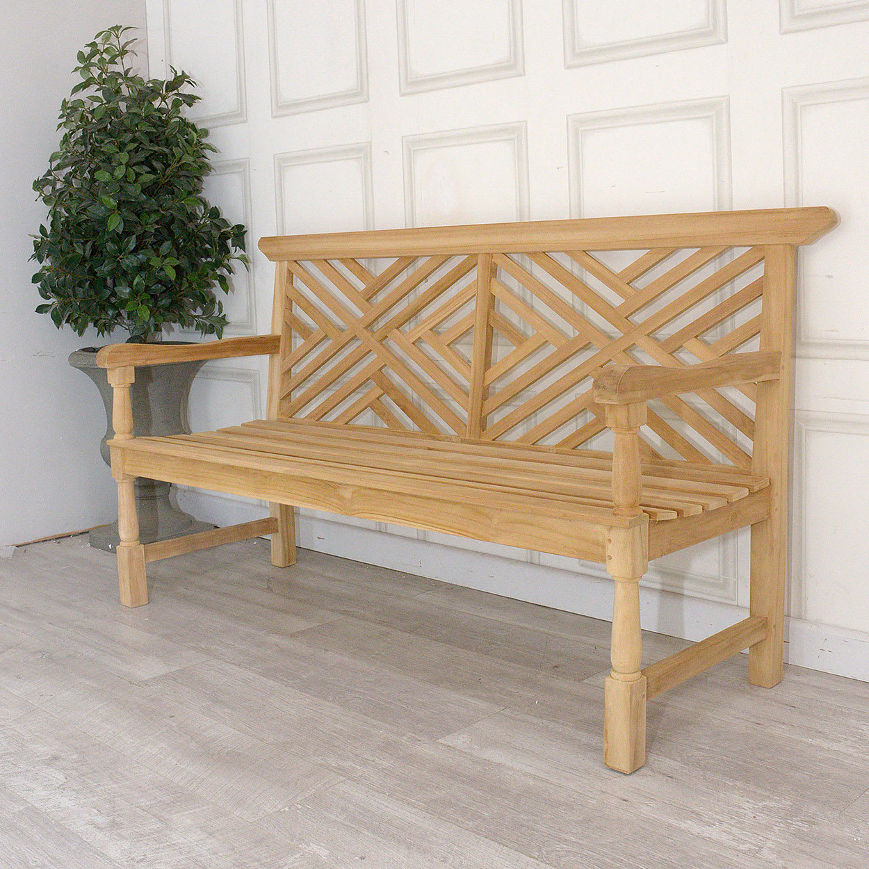 Cross Back Outdoor Bench