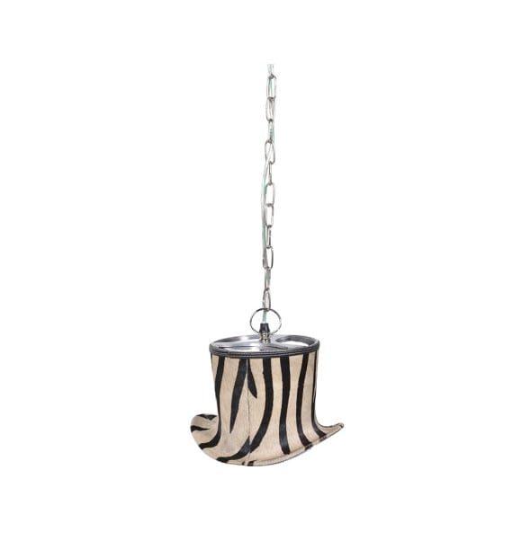 Cow Hide Zebra Print Hat Pendant Light