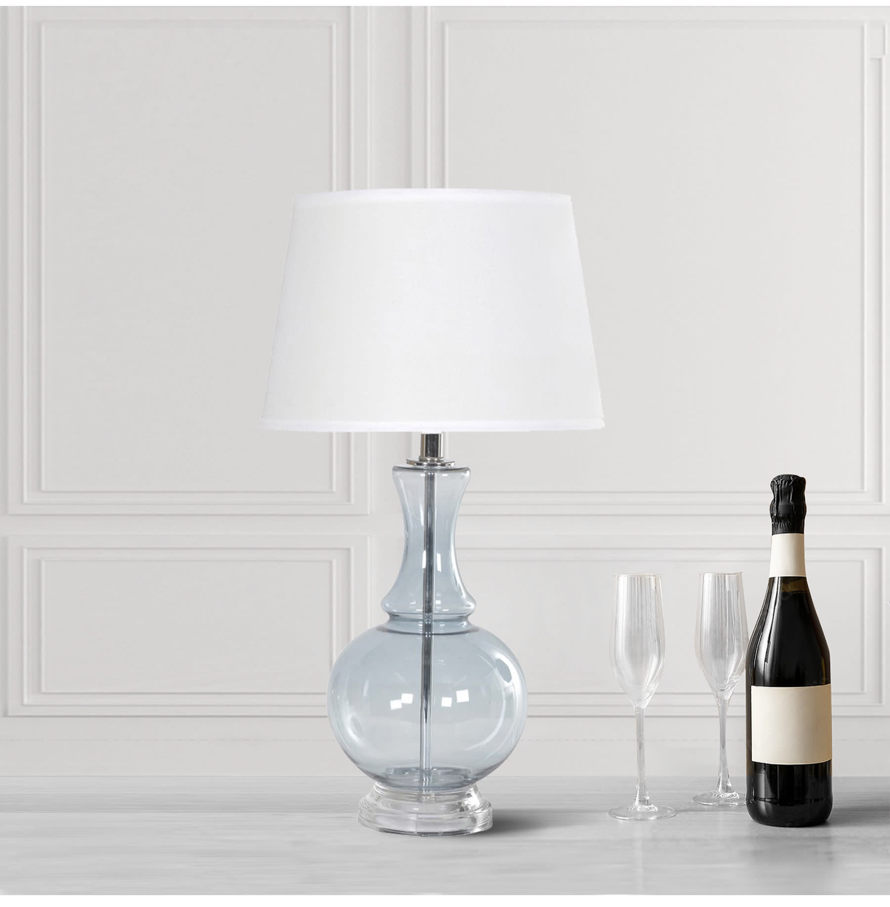 Sea Grey Glass Table Lamp