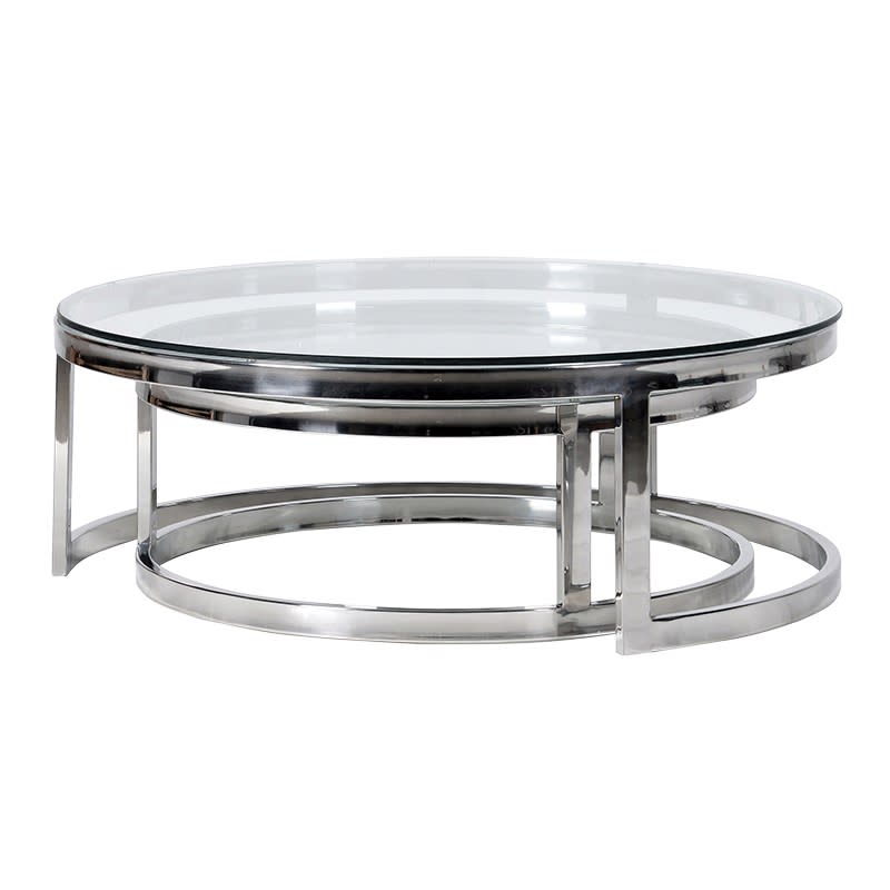 Sloane Chrome Set of 2 Round Coffee Tables