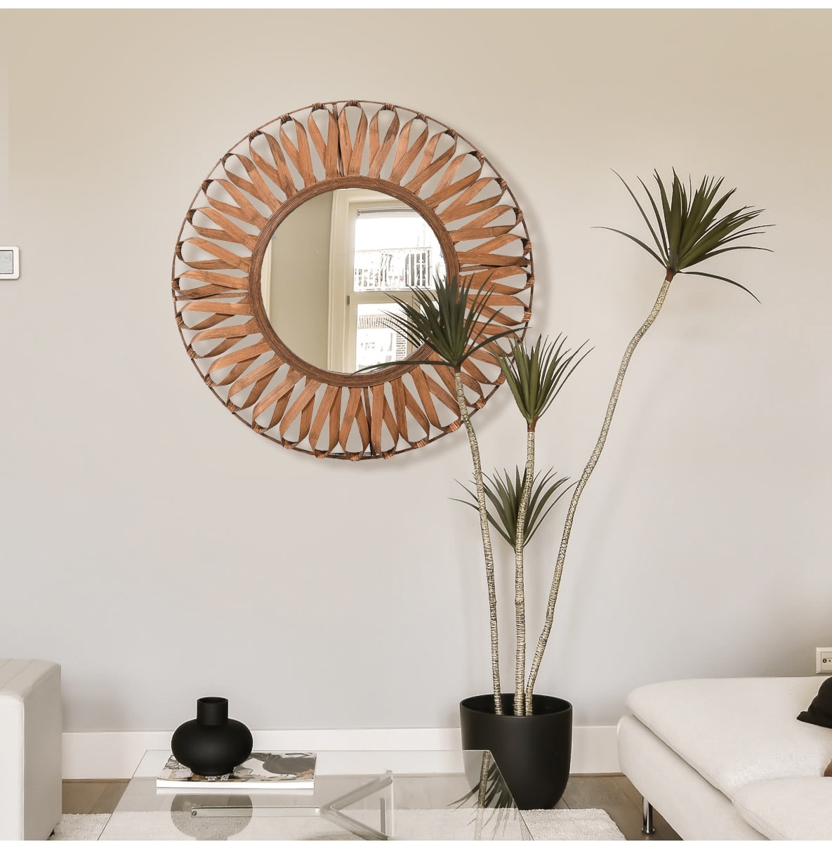 Natural Twisted Bamboo Wall Mirror