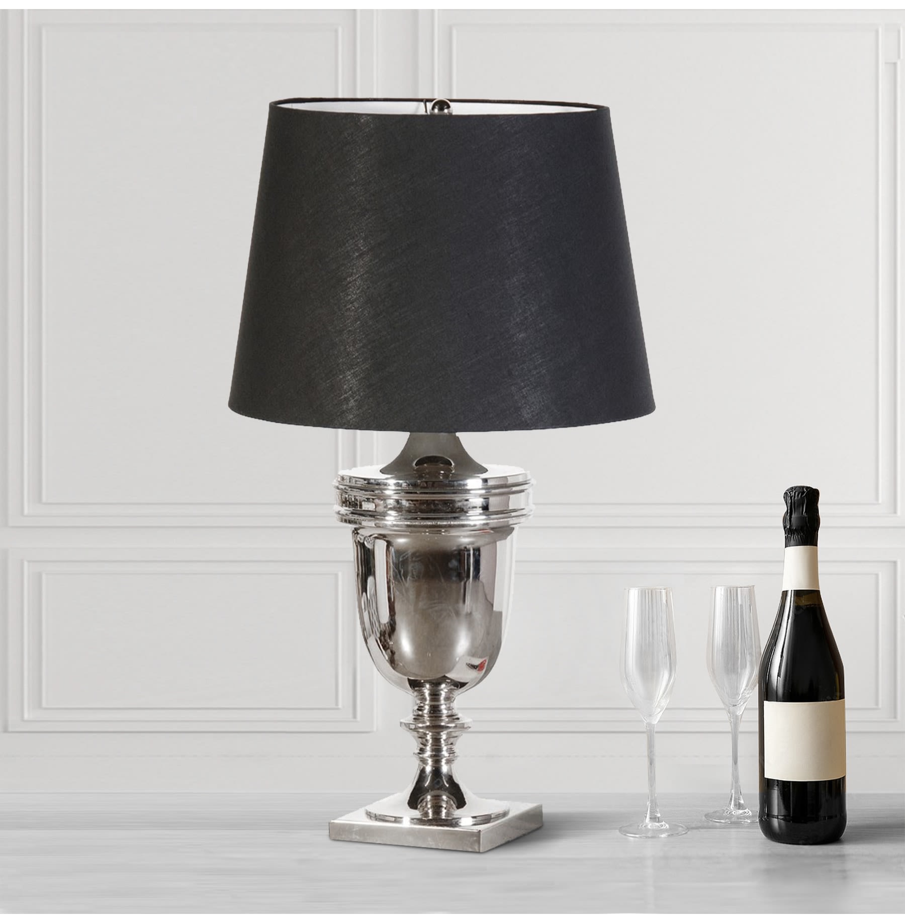 Large Urn in Nickel Table Lamp