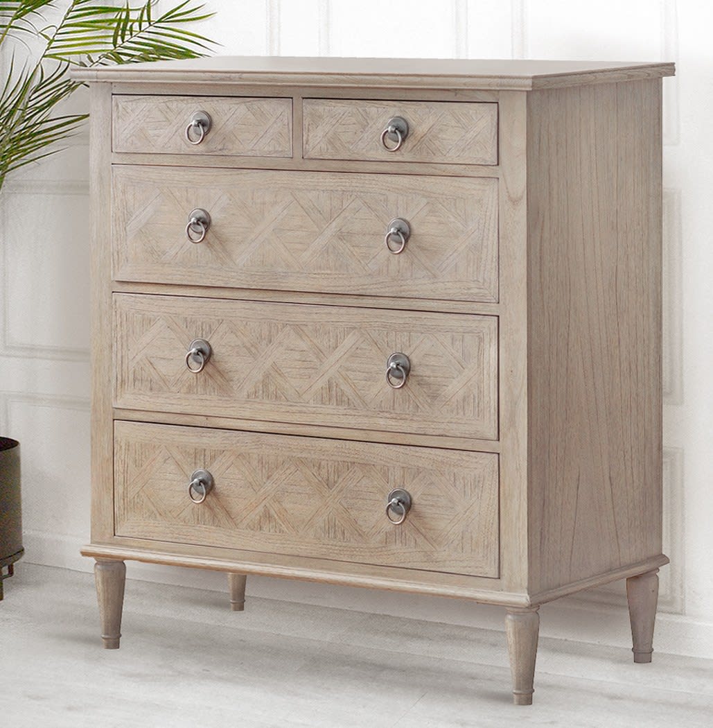 Mustique Crosshatch 5 Drawer Chest of Drawers by Gallery Direct