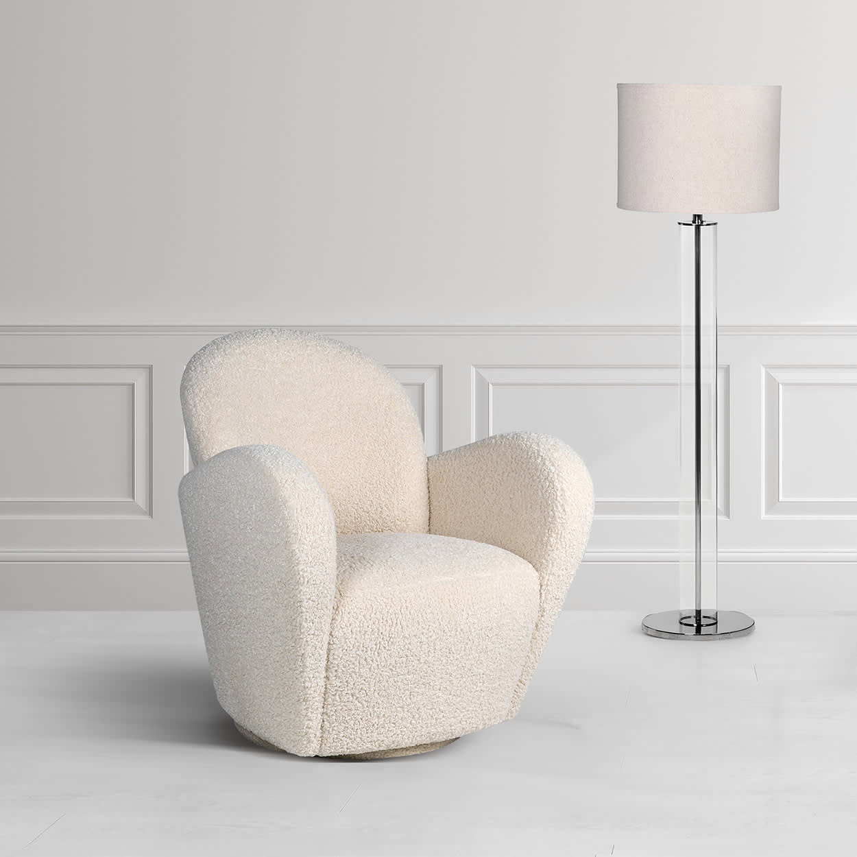 Ivory Cream Faux Sheepskin Style Armchair 