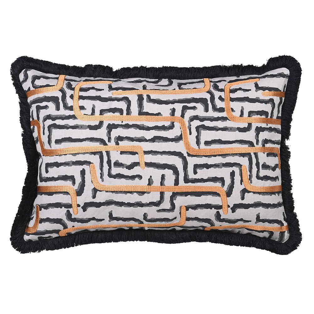 Black Fringed Cushion