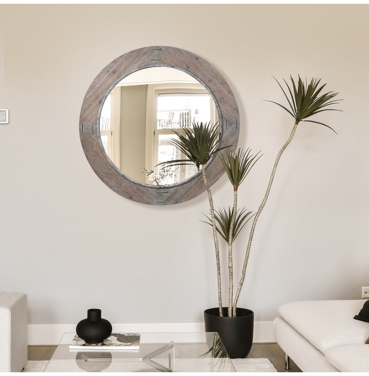 Round Wood Mirror