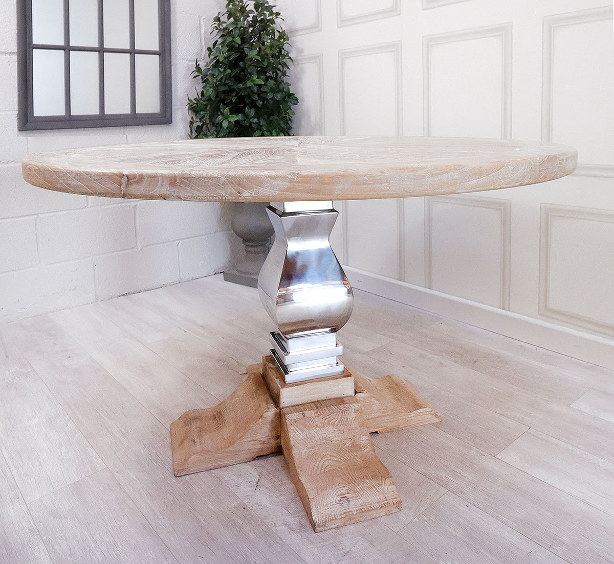 Chrome Base Round Dining Table