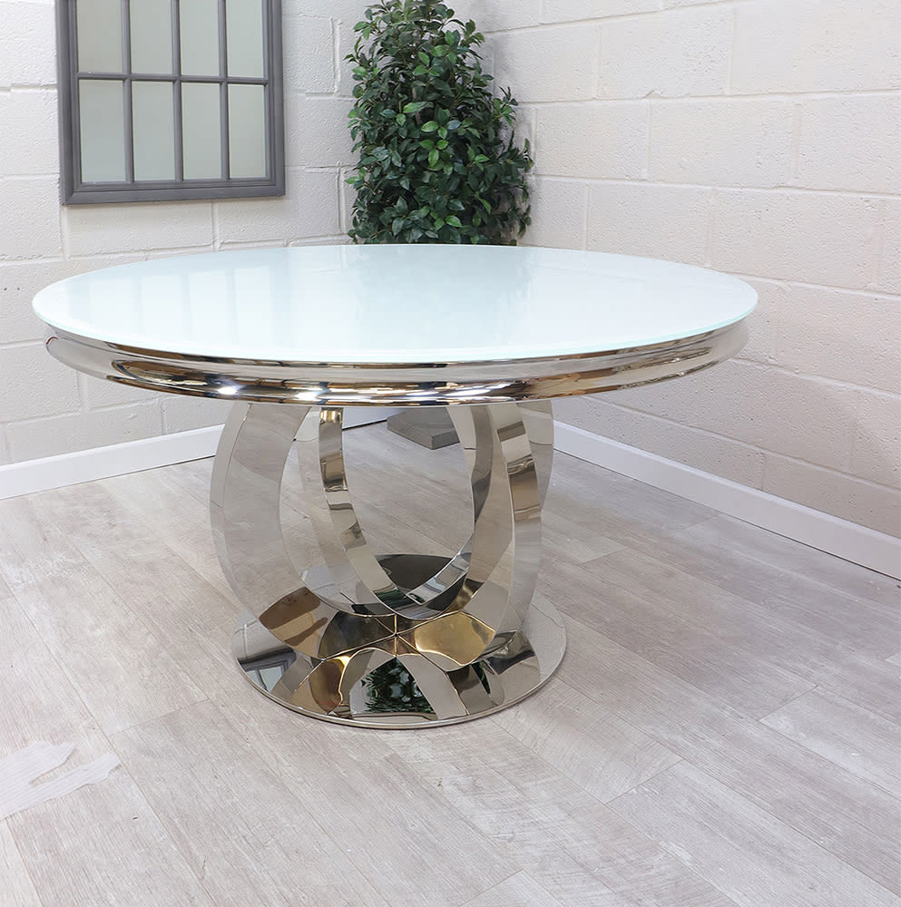 Sloane Chrome Curve Base Round Dining Table