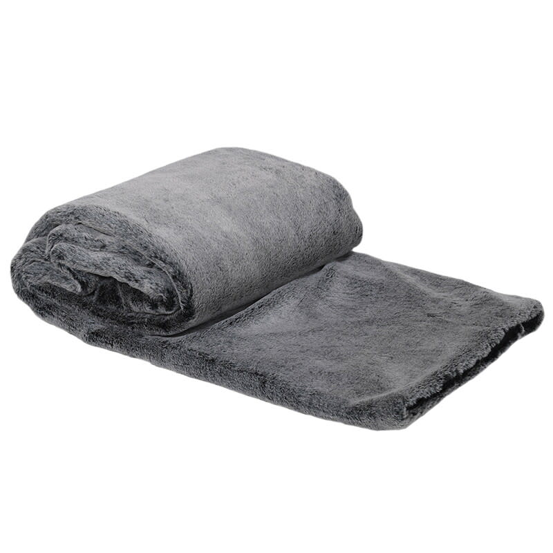 Dark Grey Faux Fur Throw