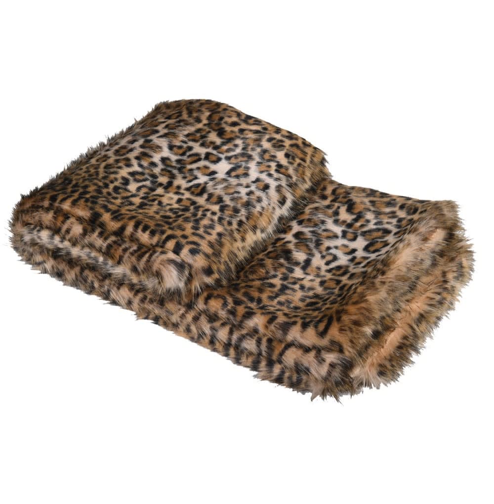 Light Leopard Print Faux Fur Throw