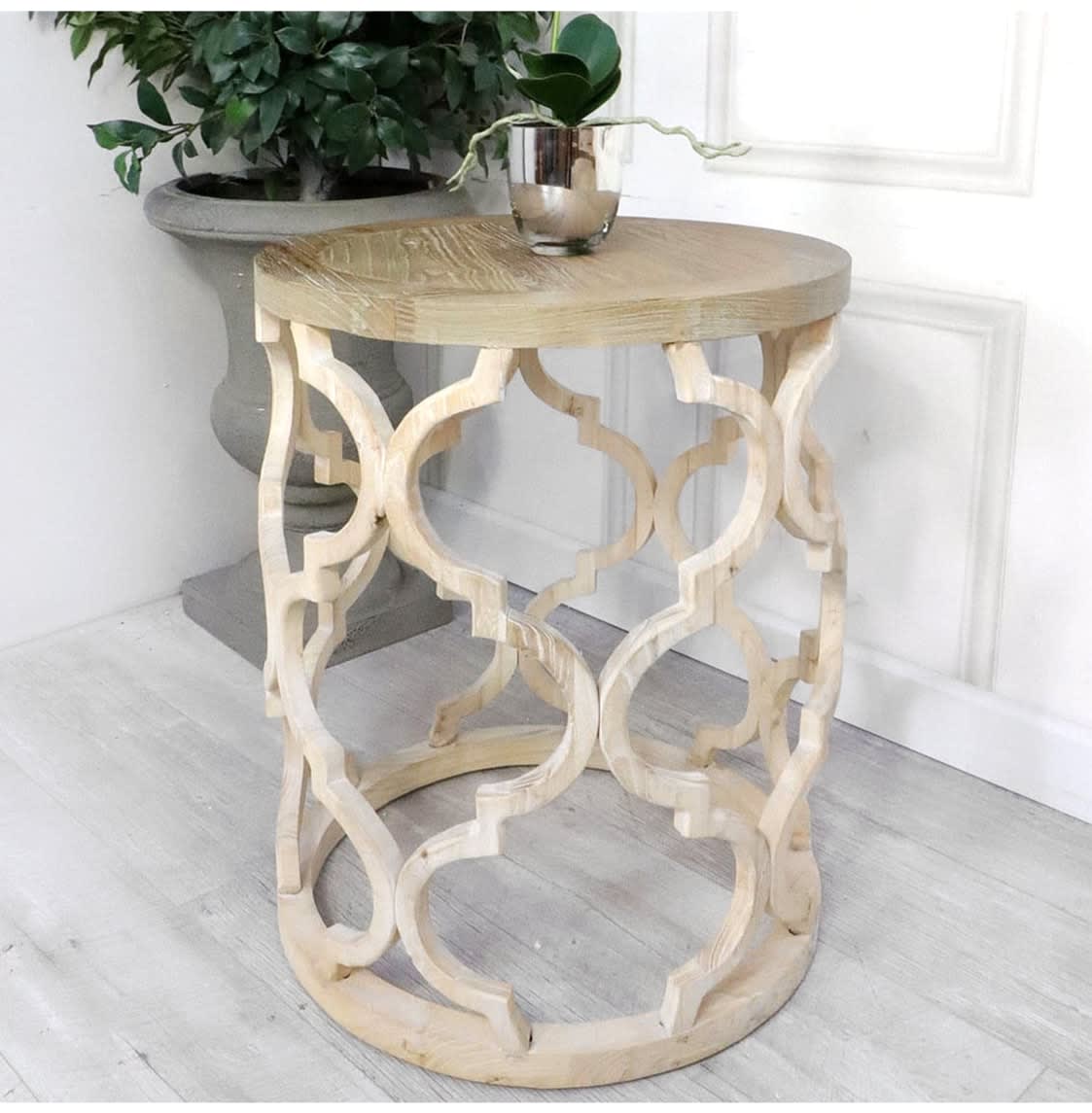 Round Fretwork Lamp Table