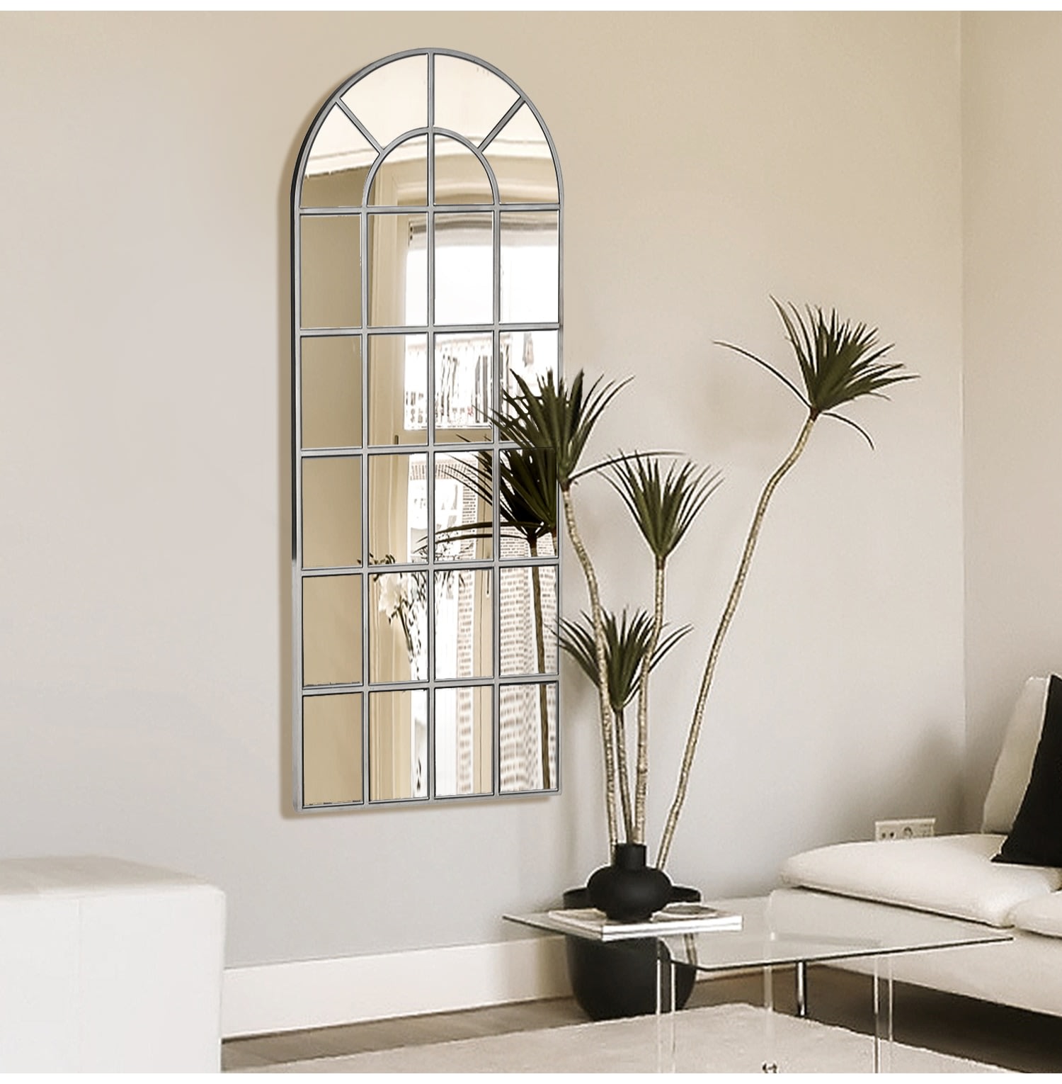 Tall Arch Window Effect Wall Mirror