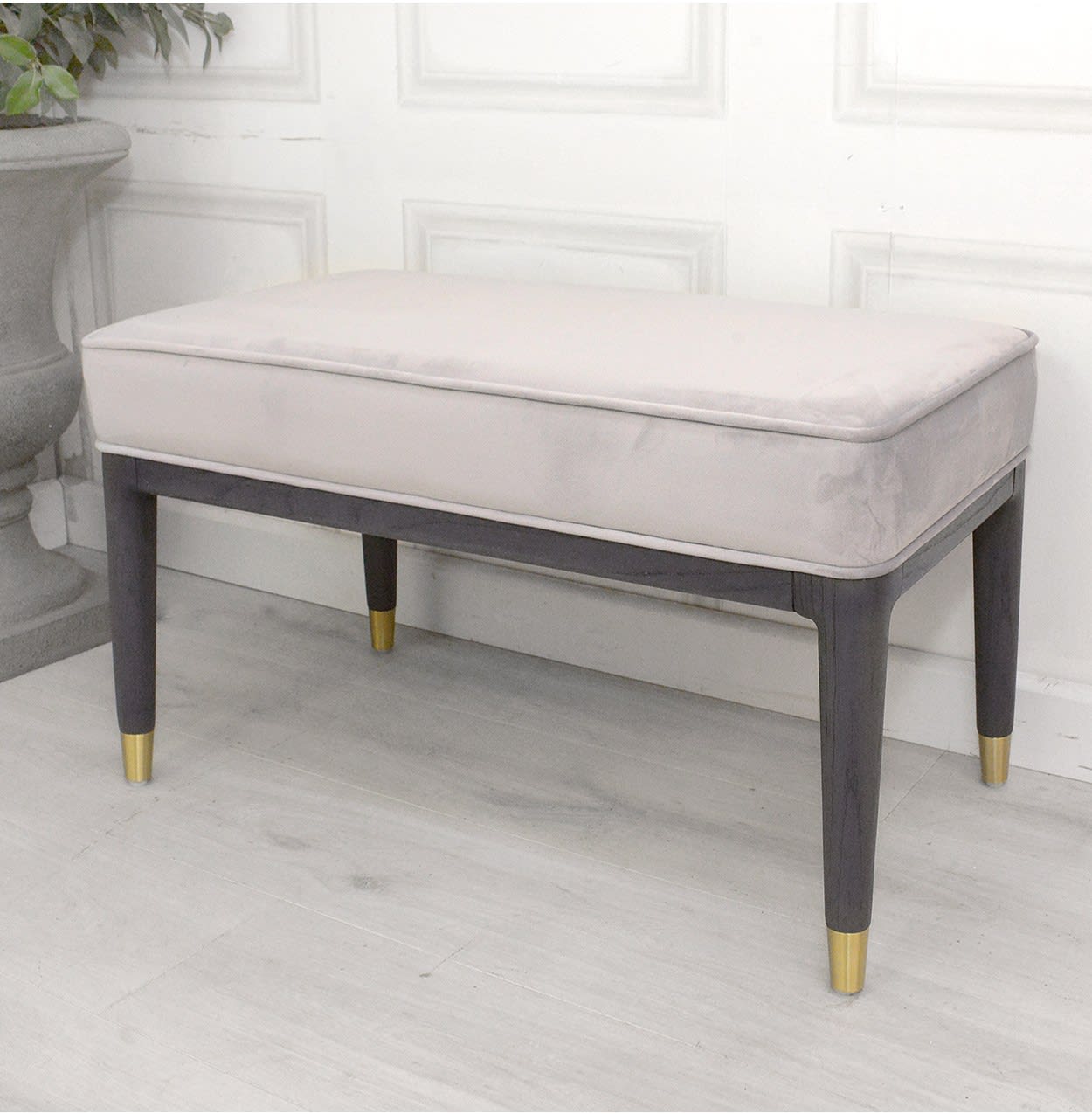 Diletta Ebony Taupe Velvet Upholstered Bench by Vida Living