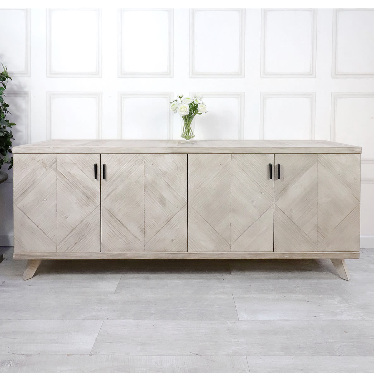 Herringbone Design 4 Door Sideboard