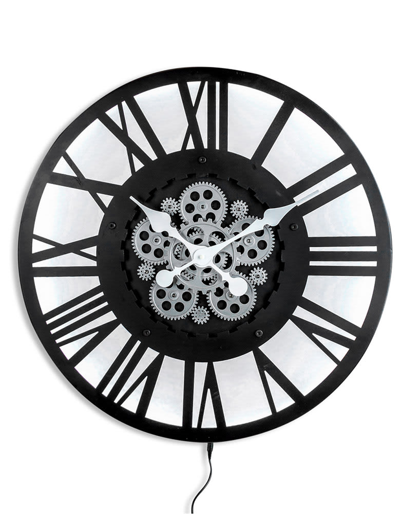 Backlit Skeleton Moving Gears Wall Clock