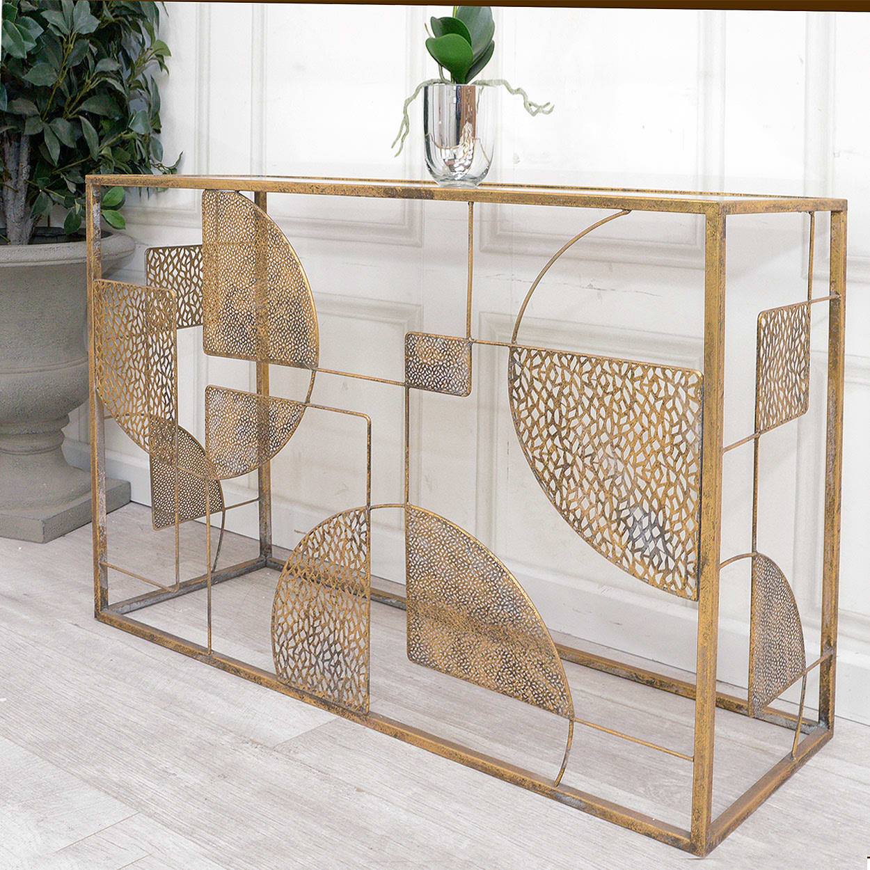 Eclipse Cut Out Shapes Hall Console Table
