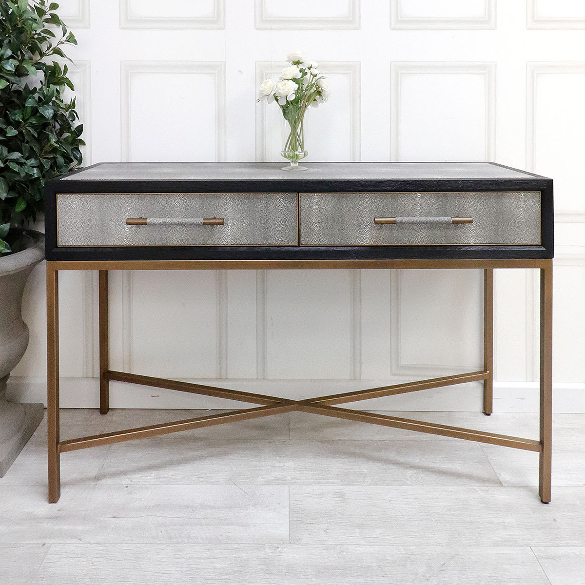 Dark Oak Textured Console Table