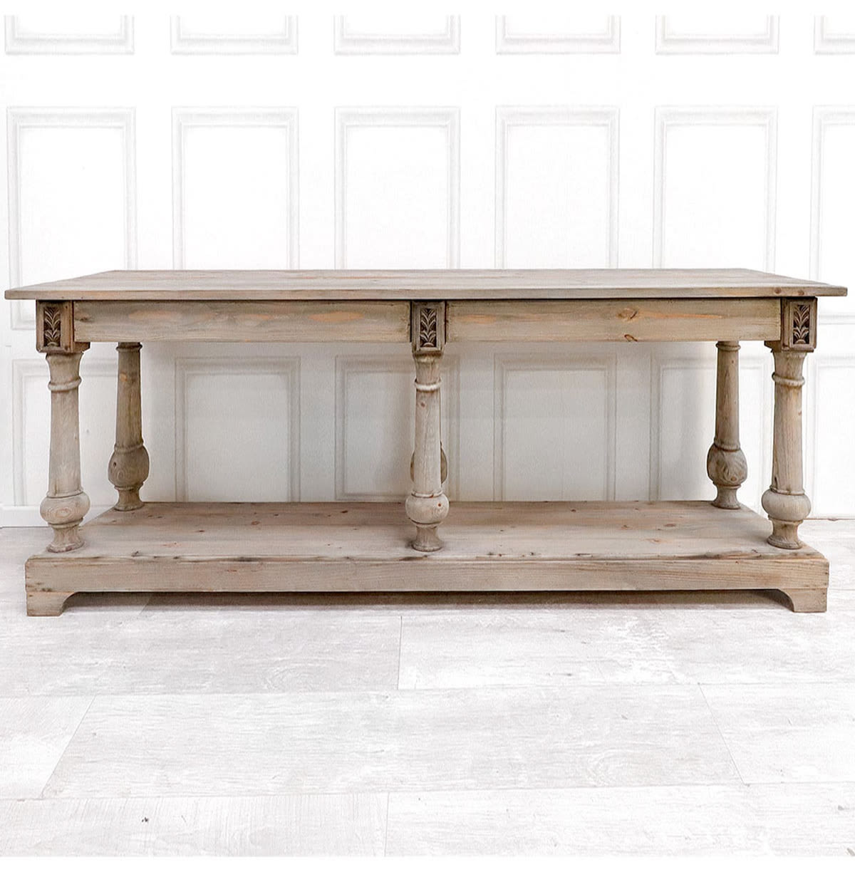 French Style Reclaimed Long Hall Console Table with Drawers