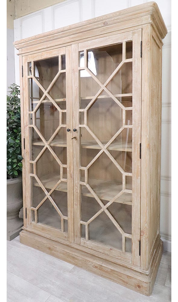 Natural Finish Glazed Display Cabinet