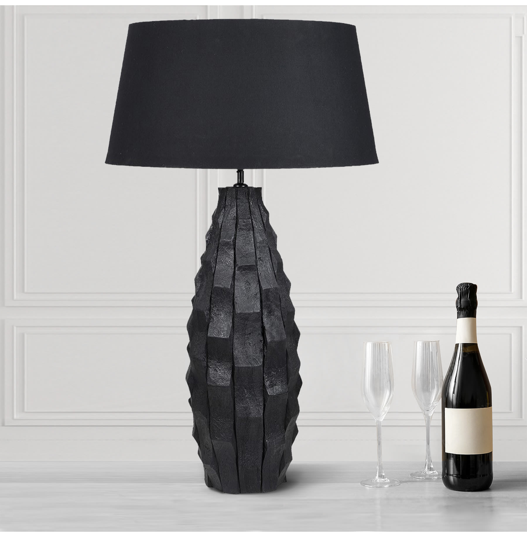 Graphite Black Wooden Table Lamp