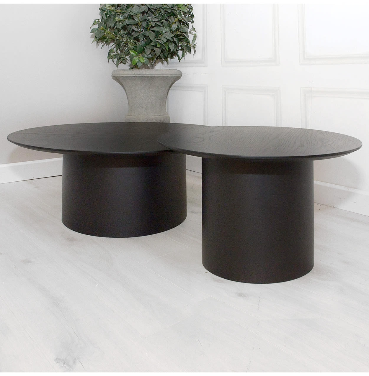 Set of 2 Black Oak Coffee Tables