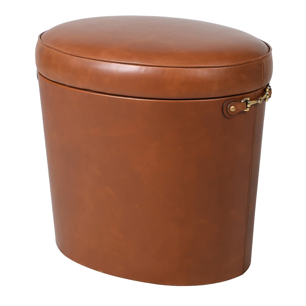 Jackie Horsebit Leather Storage Stool