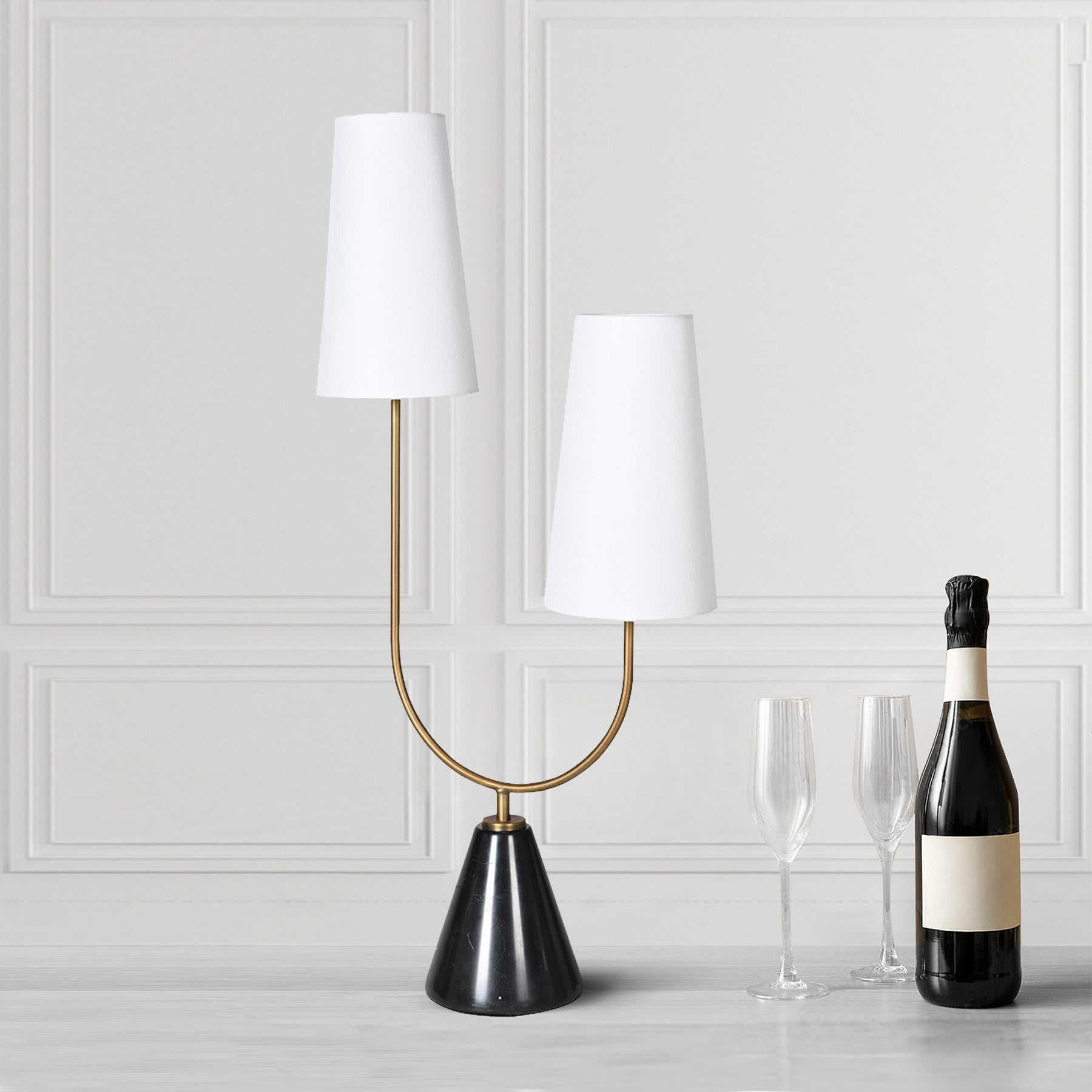 Twin Marble Table Lamp