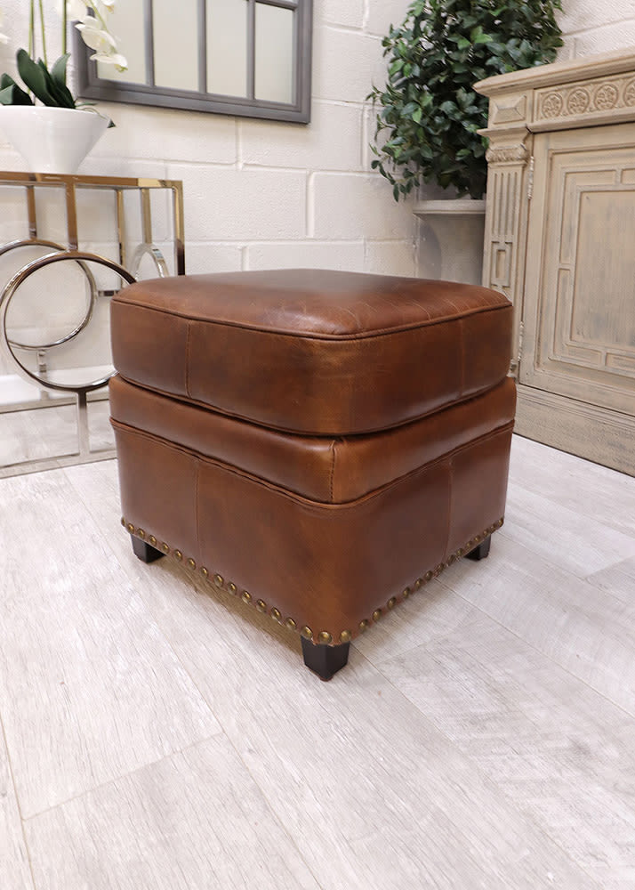 Vintage Leather Footstool