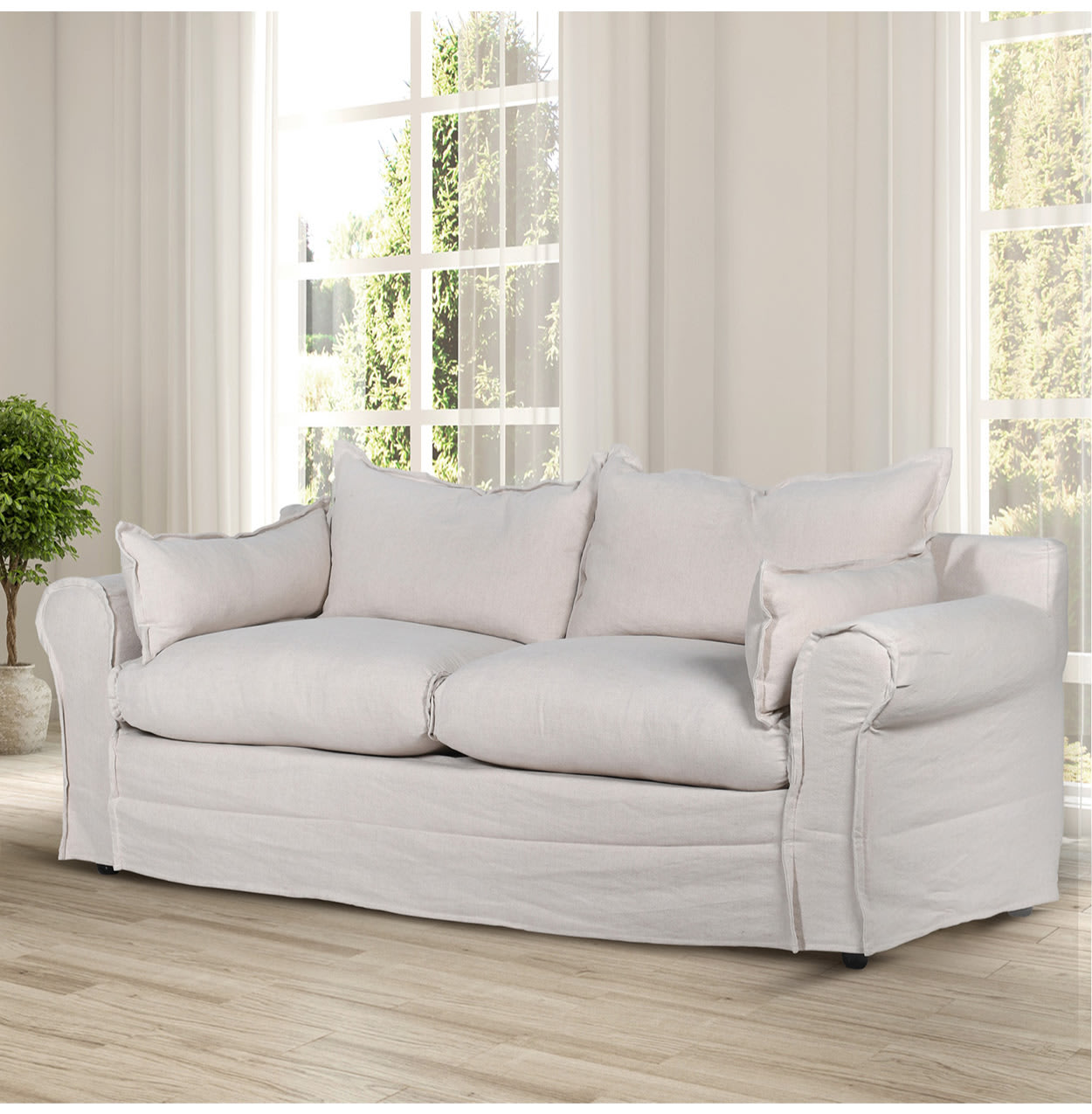 Linen Blend Drape 3 Seater Sofa