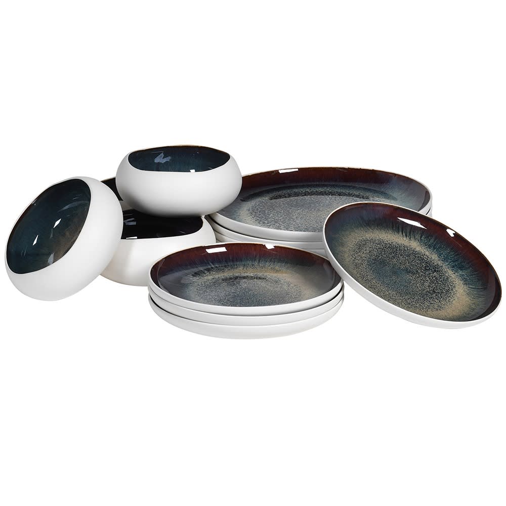 12 Piece White Galaxy Dinner Set