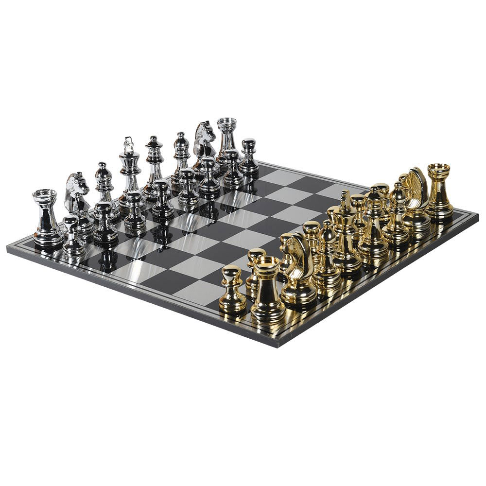 Sloane Chrome and Gold Chess Set