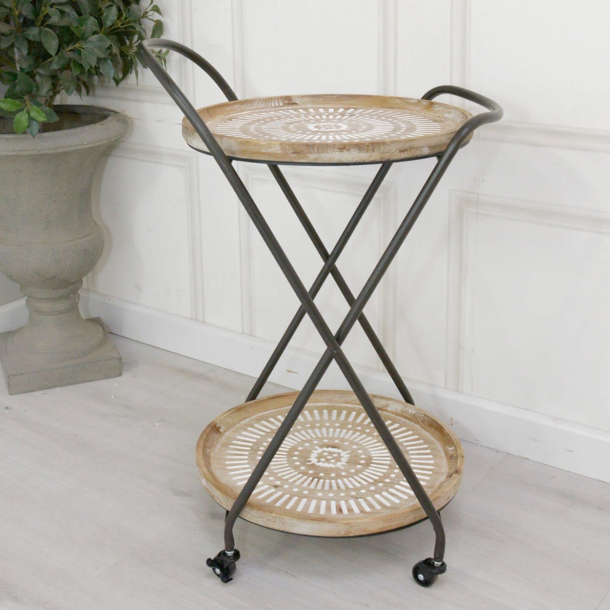 Natural Wood Patterned Drinks Trolley