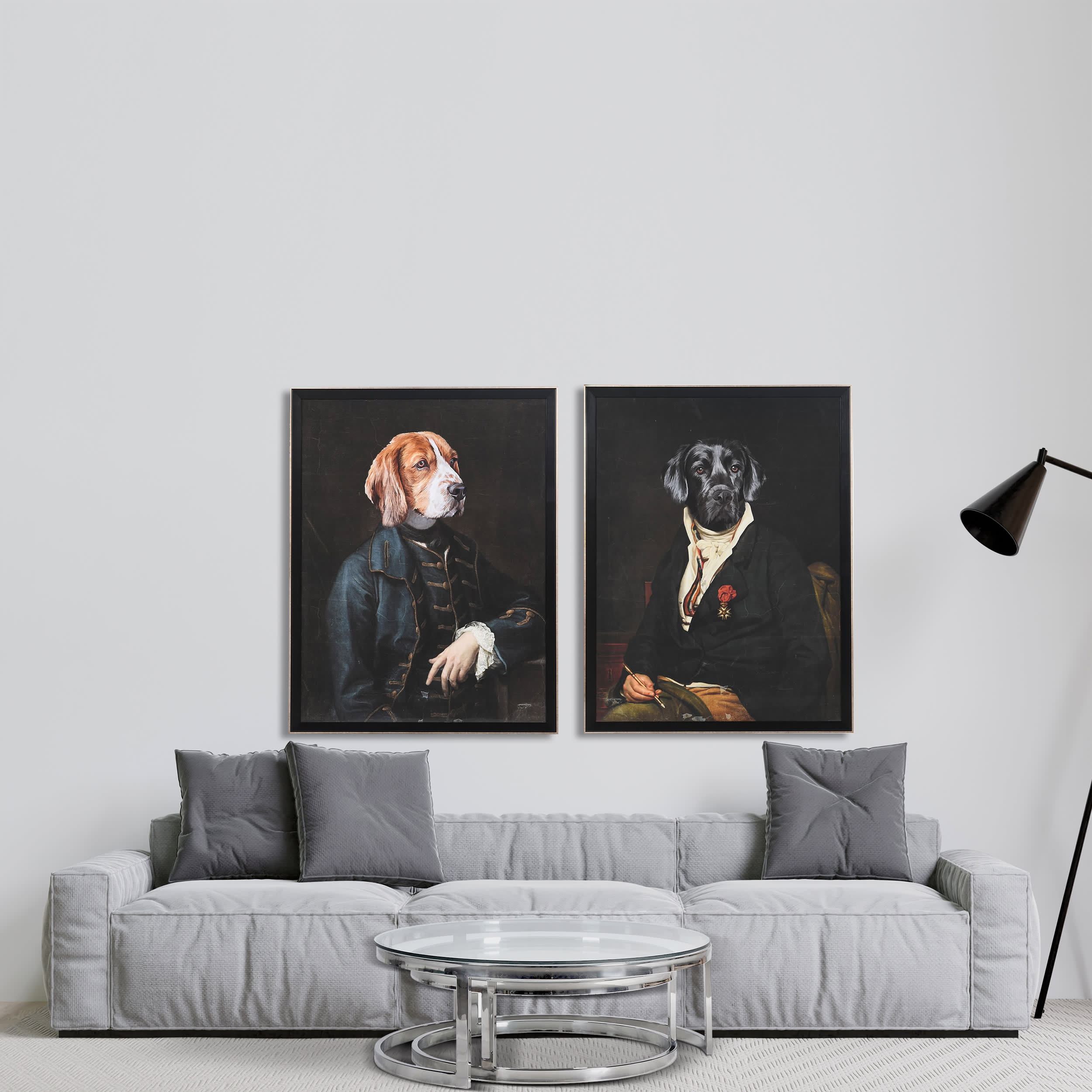 Black Dog in Jacket Wall Print