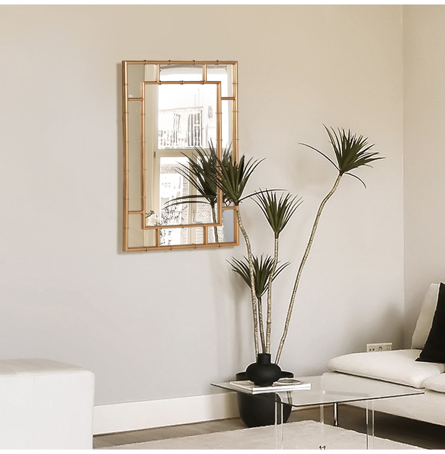 Gold Mock Bamboo Mirror