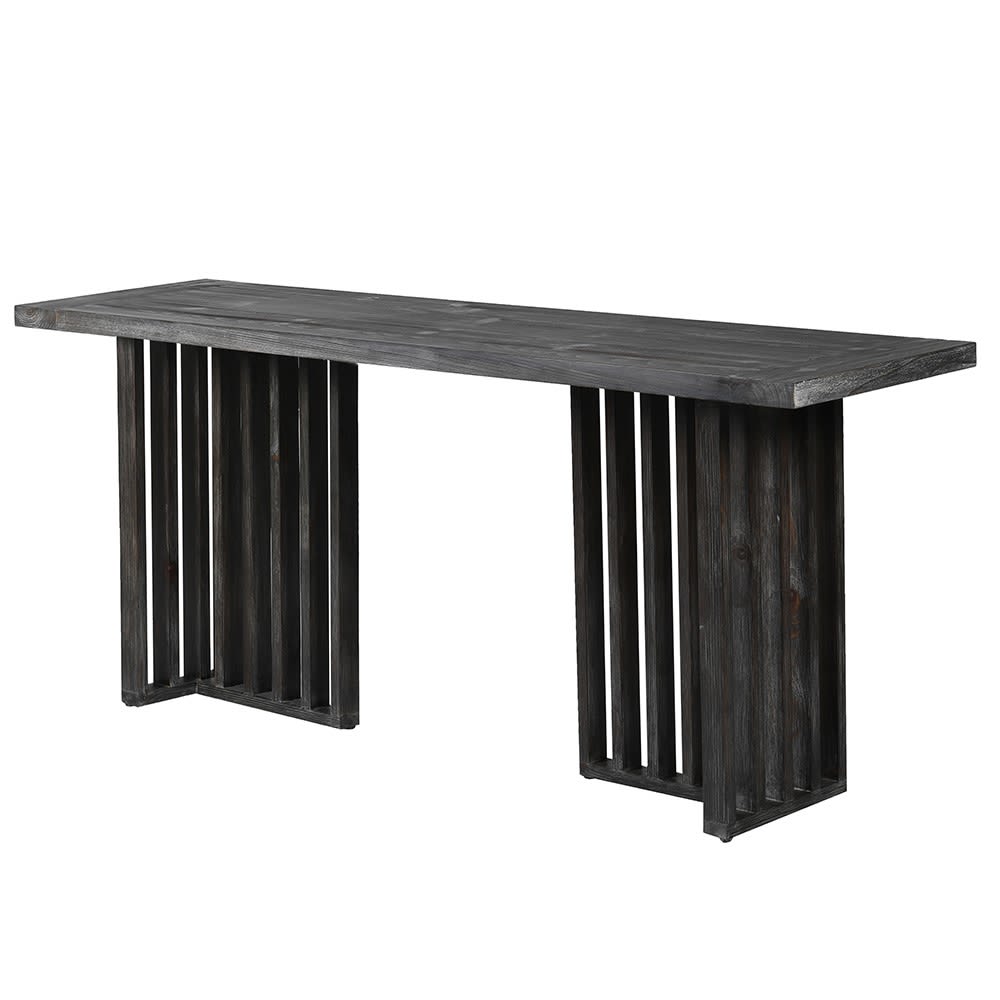 Black Slatted Legs Hall Console Table